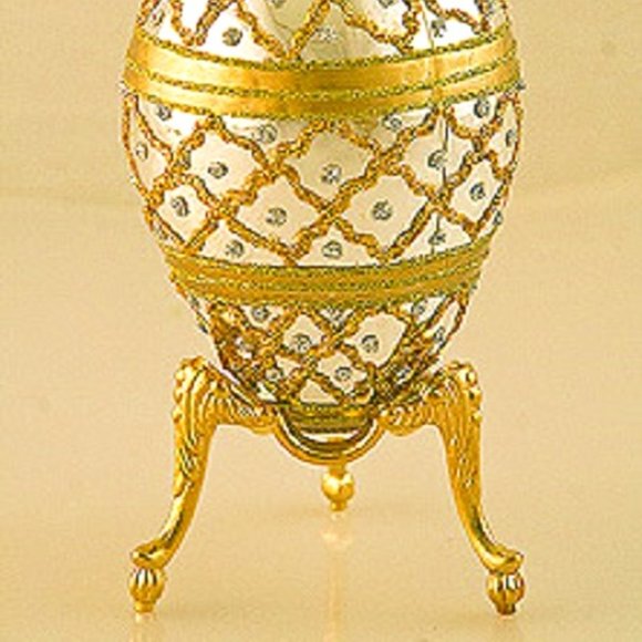 NEW Christmas Glass Egg Shampaigne Ornament Arreola Design Hand Painted Crystal - Picture 2 of 2